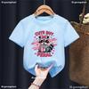 Cute But Feral Raccoon Shirt Funny Raccoon Drinking Milk Tea Cartoon Animal Print Tshirt Girls Fashion Girls Clothes Shirt Tops