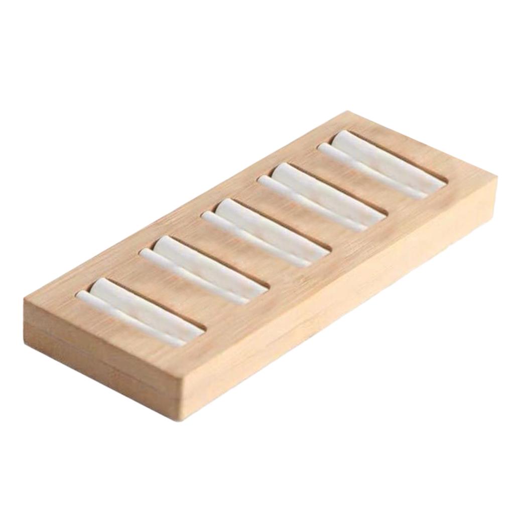 Holzohrringe Ringe Schmuck Display Tablett Organizer Halter 15 Slots Weiß