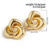 Vintage Metal Geometric Smooth Stud Earrings for Women Fashion Gold Color Irregular Twisted Personality Earrings Jewelry Gifts