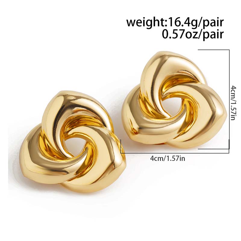 Vintage Metal Geometric Smooth Stud Earrings for Women Fashion Gold Color Irregular Twisted Personality Earrings Jewelry Gifts
