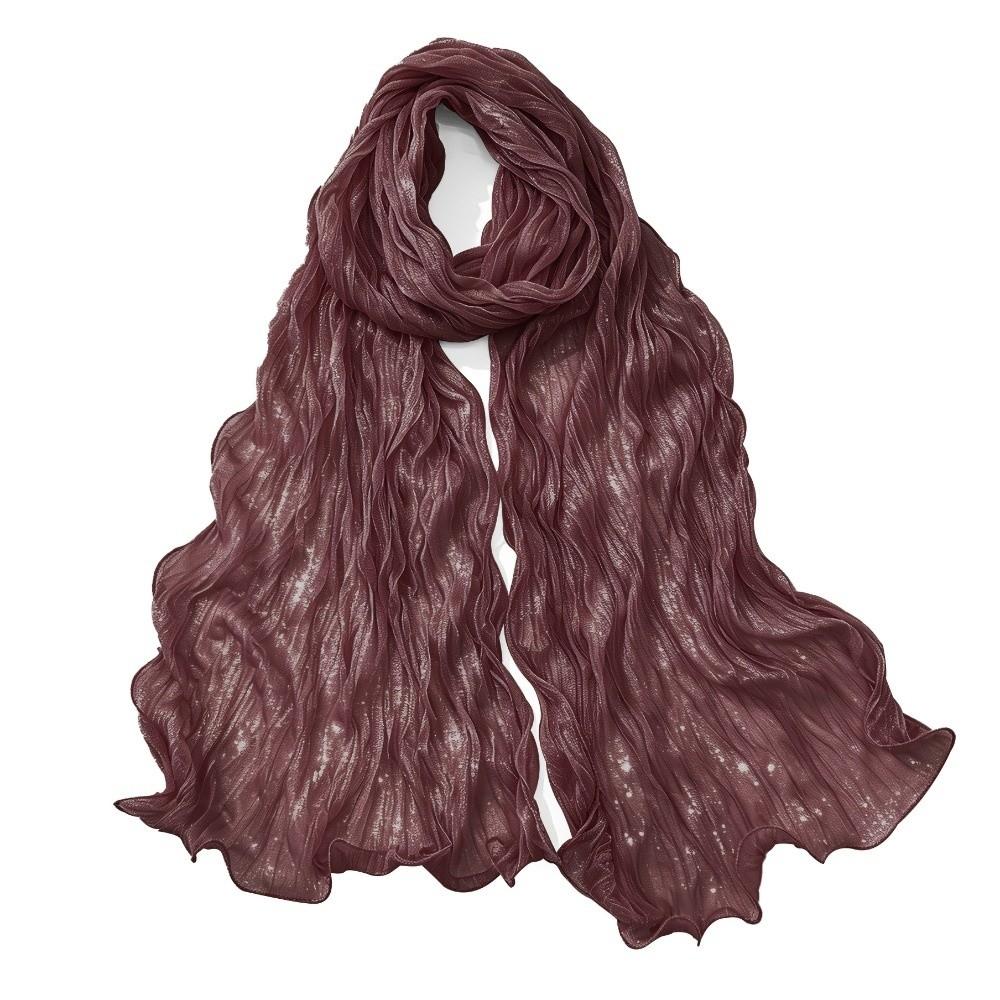 Ruffled Edge Sunscreen Shawl Solid Color Ramadan Long Scarf Fashion Chiffon Hijab Veil  Outdoor