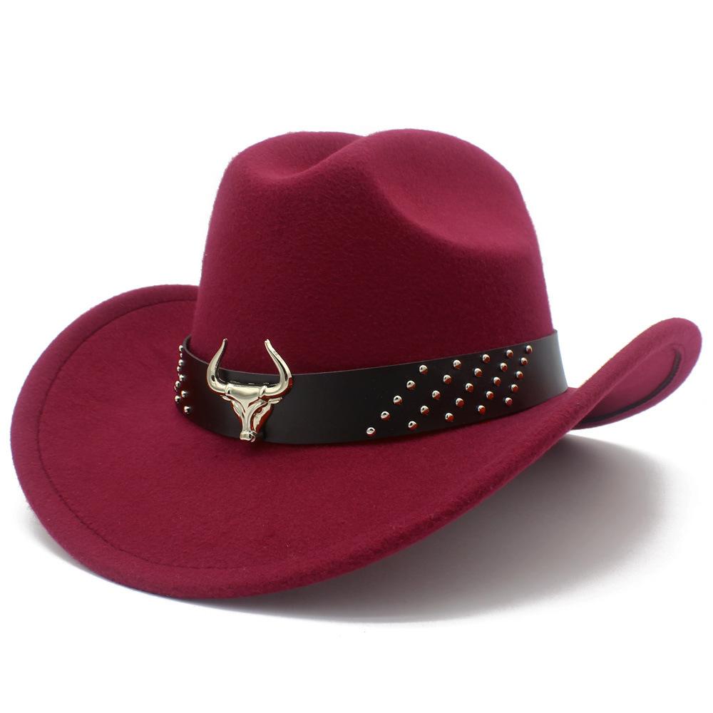 Thin and Popular European and American Classic Bull Head Accessories Cowboy Hat Fashion One-word Top Curved Brim Grassland Knight Hat