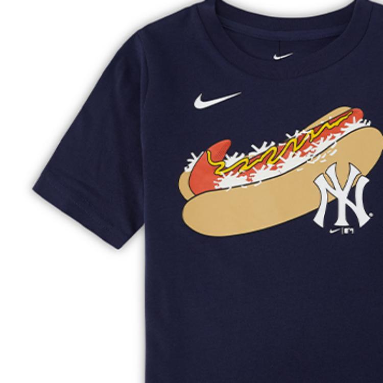 Nike Graphic Print Round Neck Short Sleeve Baseball Jersey Kids Tops Dark-Navy DX5231-410