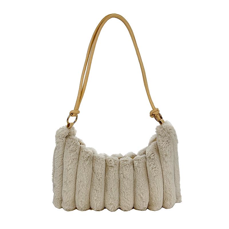 Women's Plush Shoulder Bag - 2025 Fashionable Versatile Furry Underarm Handbag with Niche Design