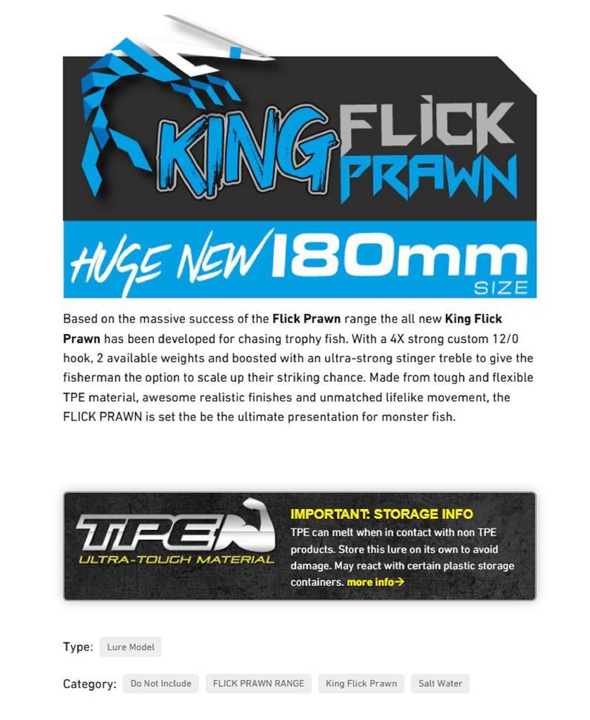Chasebaits Flick Prawn King Heavy 180 Mm 71 Grams Sinking Lure 06 (6215)