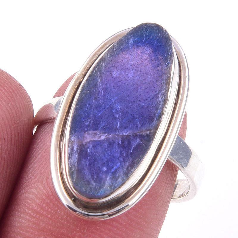 

Natural Labradorite Gemstone Handmade 925 Solid Sterling Silver Ring Size 8 u2P37