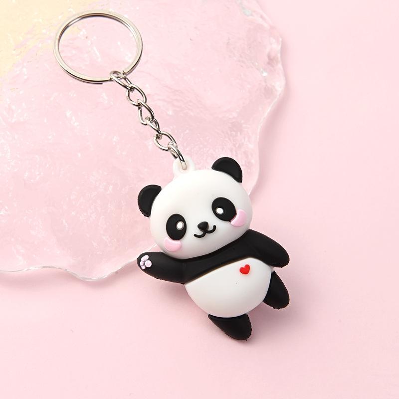 New Cute Cartoon Couple Panda Pendant Car Bag Key Chains for Women Jewelry Gift Bag Charm