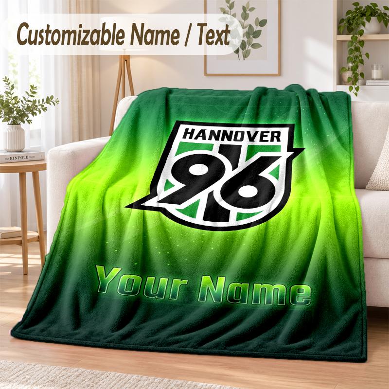 Custom Text Flannel Blanket Hannover 96 Print Warm Cozy Blanket Home Sofa Bedding