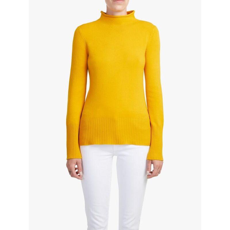 

and Winter New Arrival Export European and American Women s Clothing Mid-round Neck Long Sleeves Knitwear All-Matching Bottoming Sweater Inner Wear Yellow S: Bust size 92