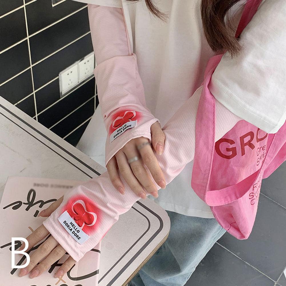 Flower Star Print Summer Sunscreen Sleeves Ice Silk Arm Protection UV Protection Gloves Women's Summer Driving Arm Sleeves