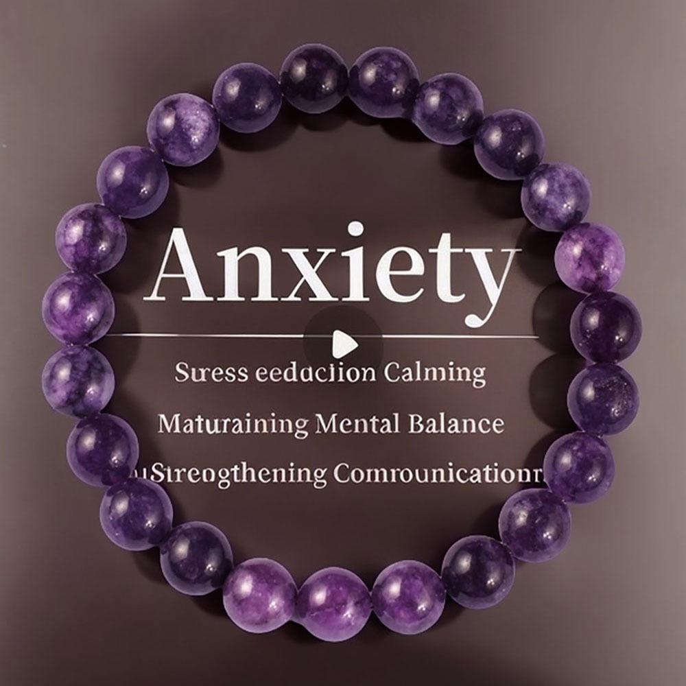 Festive Gifts Purple Lepidolite Beaded Bracelet Calming Fashion Jewelry For Men And Women Daily Wear Simple Versatile Accessory