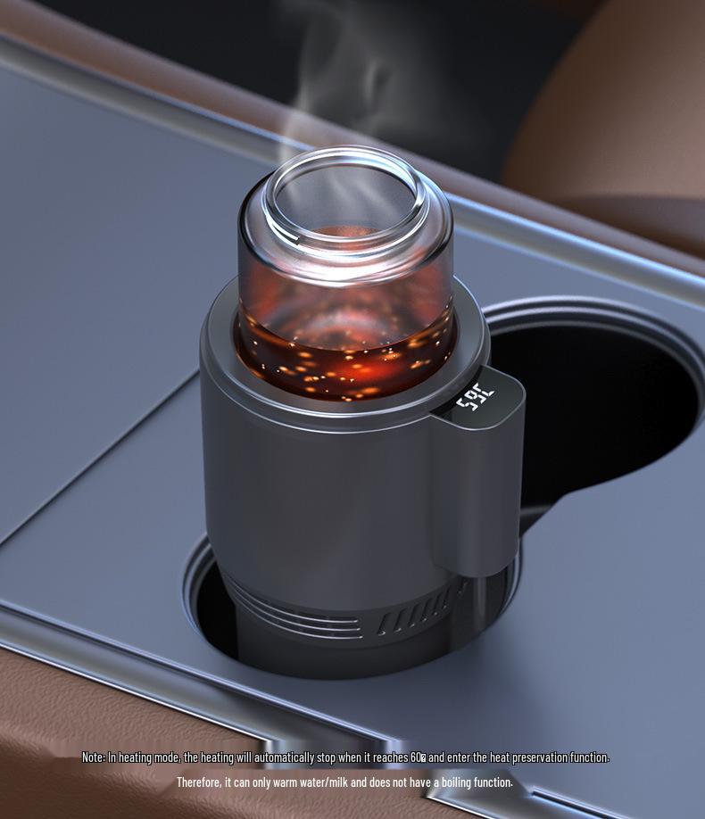 Universal Car Cup Holder for Hot & Cold Drinks - Portable One-Button Heating & Cooling Cup