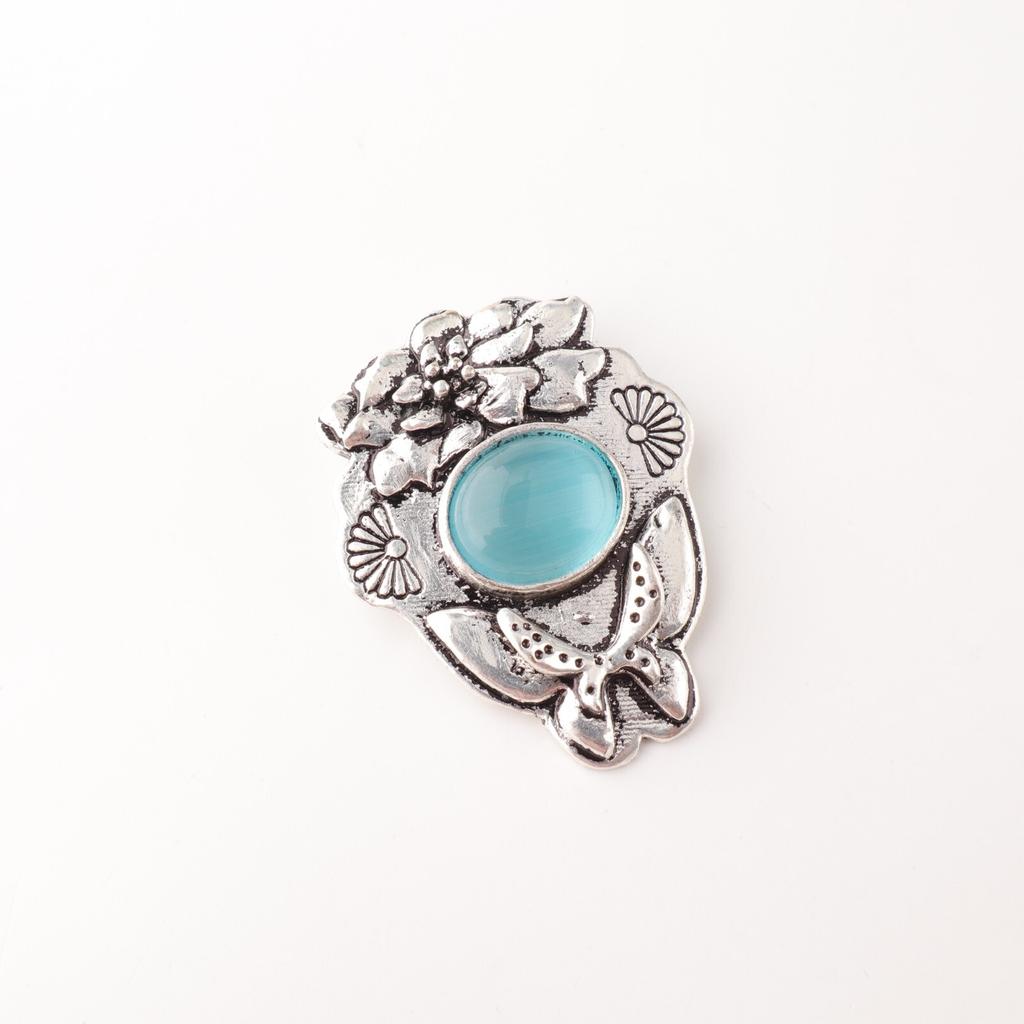 Blue Cat's Eye Gemstone 925 Fine Silver Jewelry Handmade Pendant For Women Gift CP-6-45