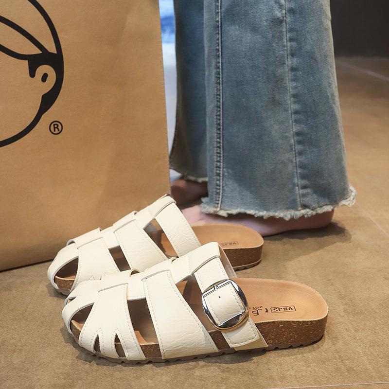 

Baotou slippers women s summer outer wear 2025 new thick-soled hollowed-out soft-soled one-pedal lazy half slippers 40