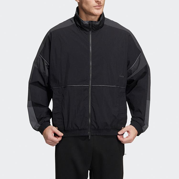 Adidas Pánská sportovní bunda s dlouhým rukávem v barevném bloku, svrchní oděv, černá HD0077