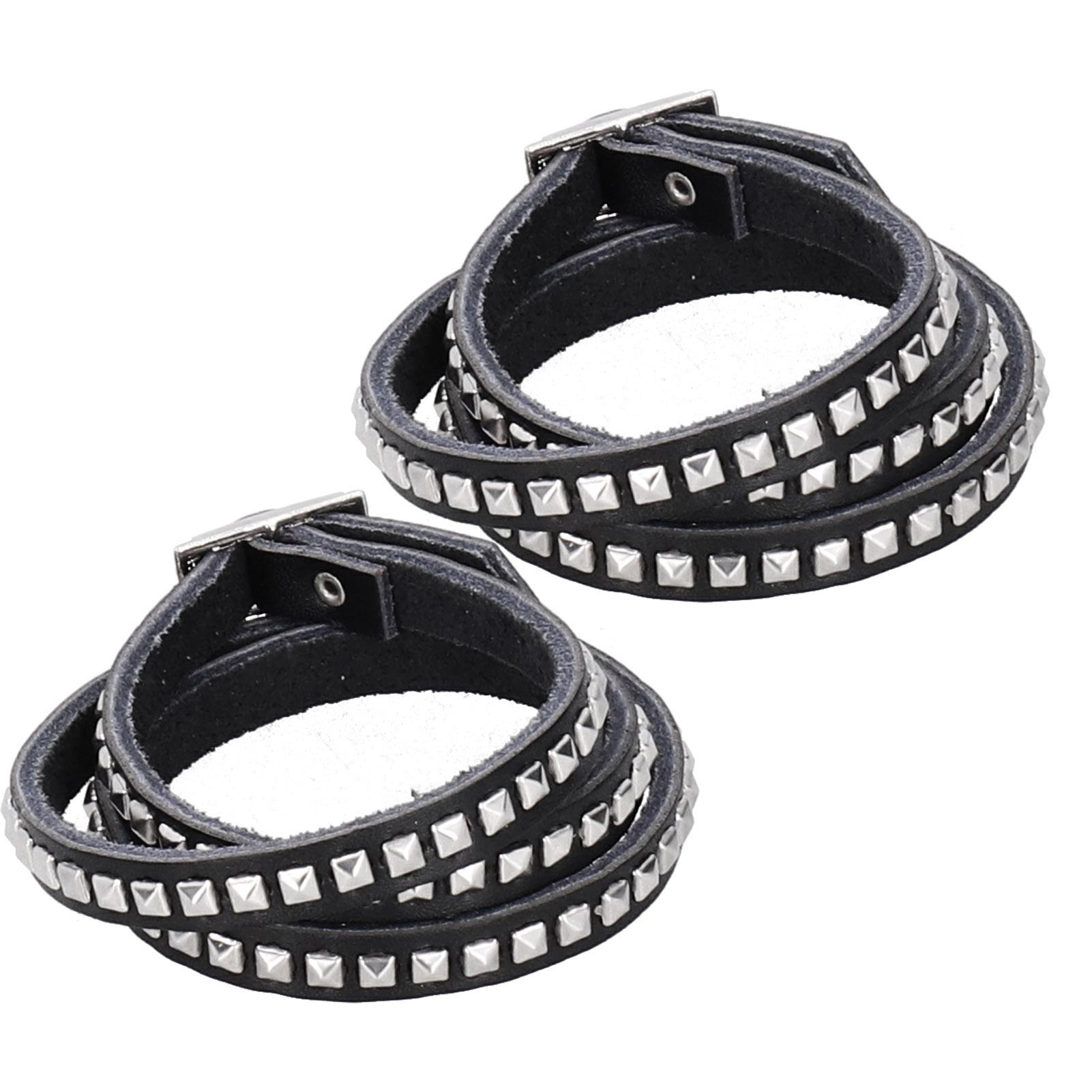 

2шт регулируемый браслет с заклепками многослойный стильный браслет на запястье украшение для вечеринок свиданий