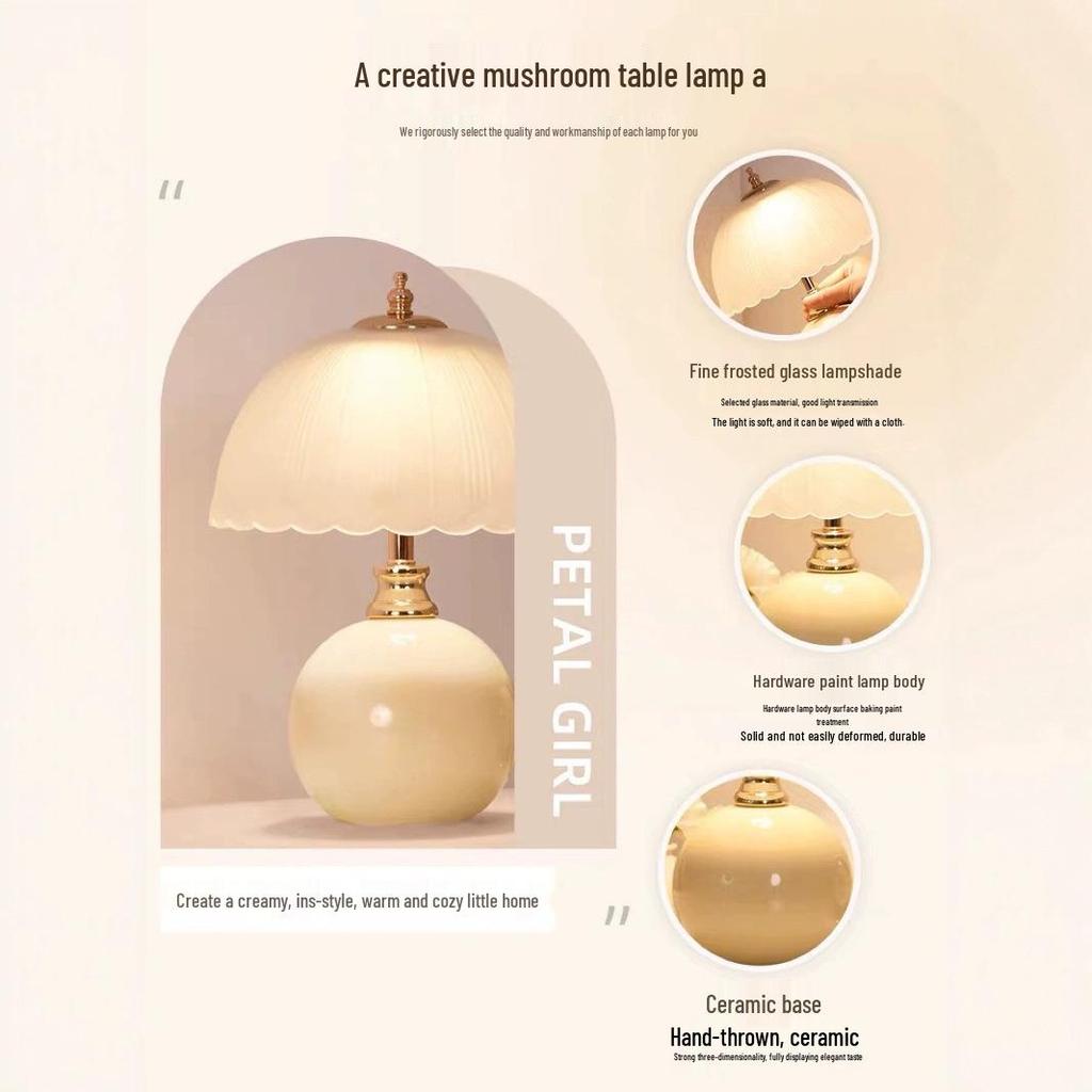 Luxury Cream Style Bedside Table Lamp - Creative Night Light for Bedroom Atmosphere