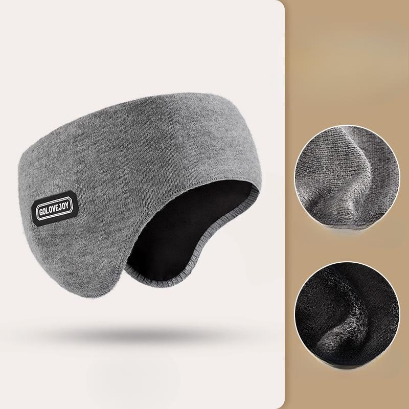 

Зимние мужские наушники с креплением на голову Мужские зимние вязаные теплые наушники Наушники для езды на открытом воздухе Холодостойкие утепленные наушники серый