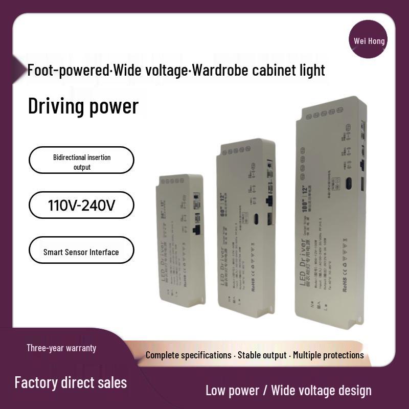 

12V/24V Wide Voltage Cabinet Light with Sufficient Wattage and Induction Switch for Wardrobe and Wine Cabinets. 12V-36W Model