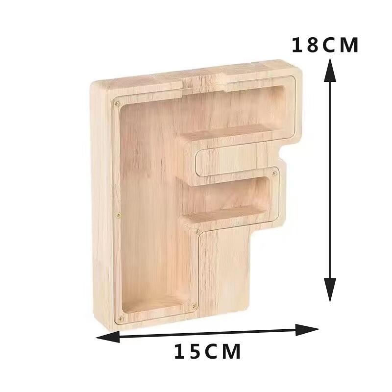 Twenty-Six English Alphabet Moneybox Coin Money Piggy Bank Wooden Letter Saving Box Desktop Ornament Home Decor