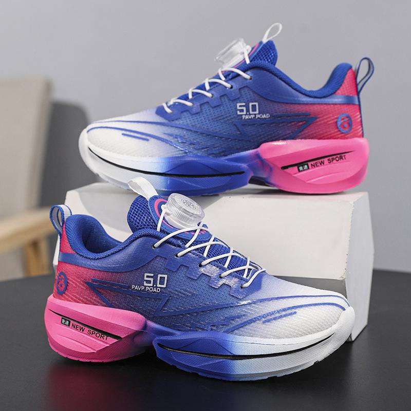 2025 summer new boys' shoes medium and older children's lightweight shock-absorbing sports shoes mesh breathable professional racing shoes