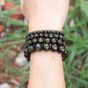 Minimalist 6/8/10/12mm Natural Stone Obsidian Bracelet Men Female Sanskrit Buddha Beaded Braslet Yoga Meditation Braclet Pulsera
