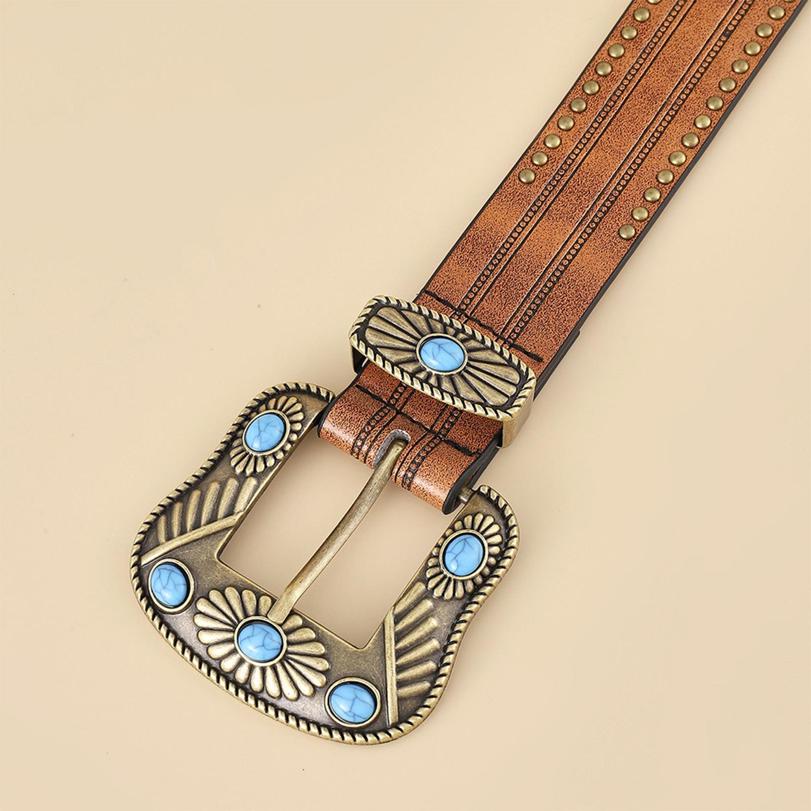 Hebillas Cinturon Vaquero Hebilla De Cinturón Turquesa Vintage - Estilo Vaquero Occidental, Para Cinturones De 38-40 Mm Cinturon Medieval