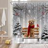 Christmas Shower Curtain Retro Farmhouse Rustic Horse Xmas Tree Winter Near Year Fabric Decorative Bathroom Curtains With Hooks
