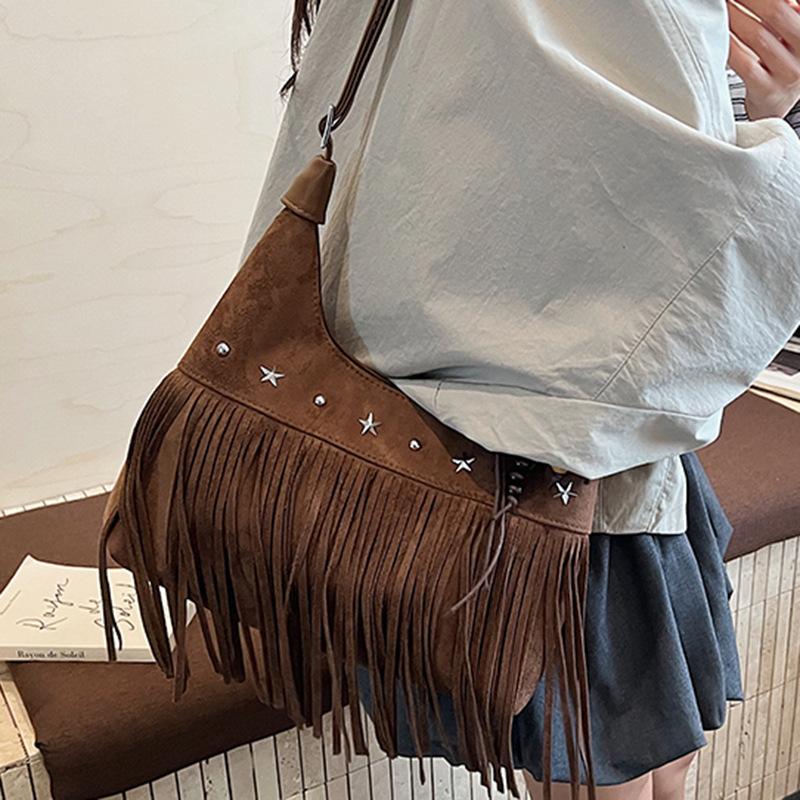 Fashion Trend Retro Fringed Bag Women's Autumn New Casual Shoulder Oblique Underarm Bag