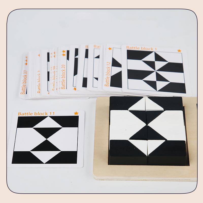 White&Black Building Blocks 2-Player Battle Game Puzzle Tangram Wooden Kids Early Education Toys Children Gift Brain Teaser Game