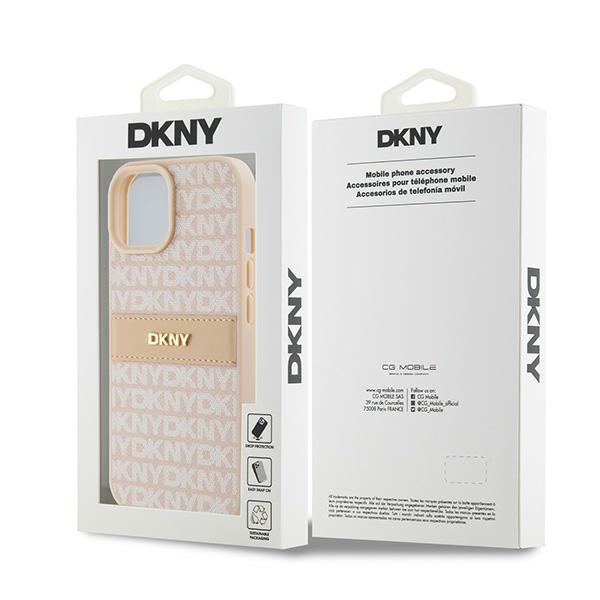Dkny Dkhcp15Mprthslp Iphone 15 Plus /14 Plus 6.7 Różowy/Pink Hardcase Leather Mono Stripe & Metal Logo