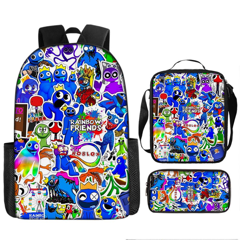Rainbow Friends Zaino Scolastico Rainbow Friends Zaino Cartone Animato Borsa a Tracolla Astuccio Set da Tre Pezzi