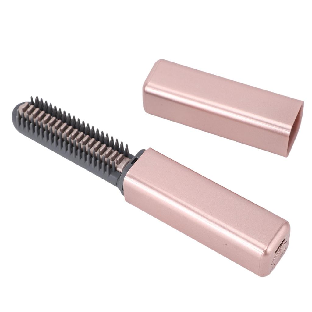 Mini Flat Iron USB Rechargeable 15S Heat Up Cordless Small Hair Straightener for Short Hair Bangs Pink Gold