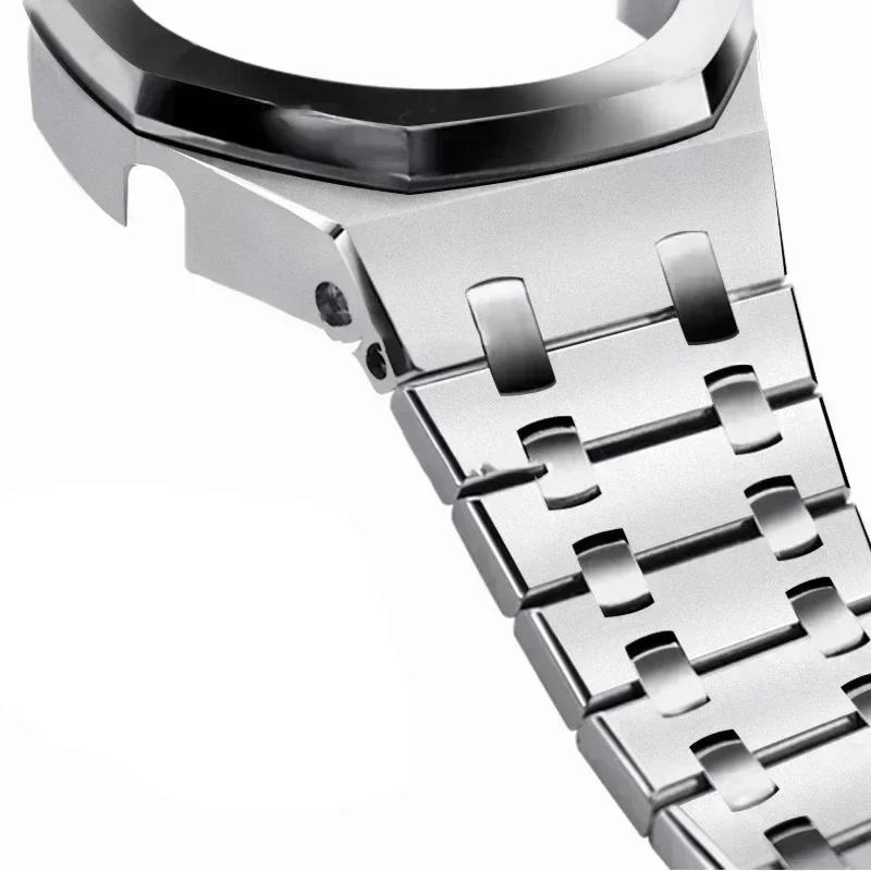 Mod-kit för Casioak GA2100 GA2110 Metallfodral Bezel Gummiarmband För Casioak GAB2100 2110 Modifieringssats Fodral Med Skruvkorrigering