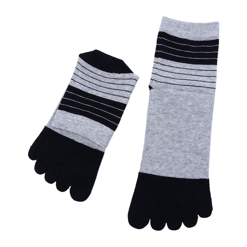 Casual Middle Tube Cotton Breathable Socks With Toes Stripe Hosiery Man Socks Five Finger Socks