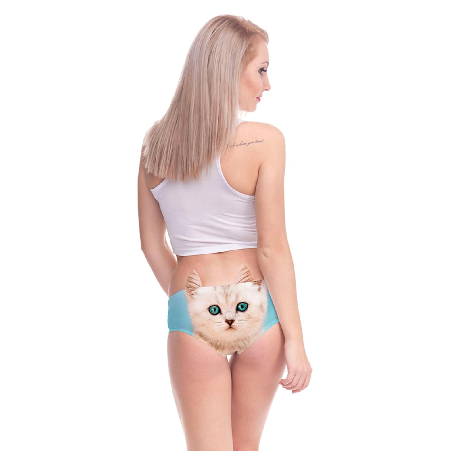 

Мультяшный принт ушек животных, бесшовное дышащее женское нижнее белье, трусы-слипы с низкой посадкой, сексуальные One Size синий