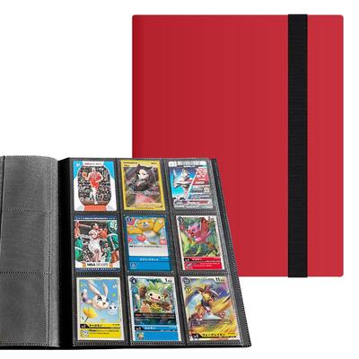 File PP Mantle Portable Zipper Card Collection Pocket Files Can Hold 160 9 Pockets Can Hold 360 (4 Cards) (Red, Cards)
