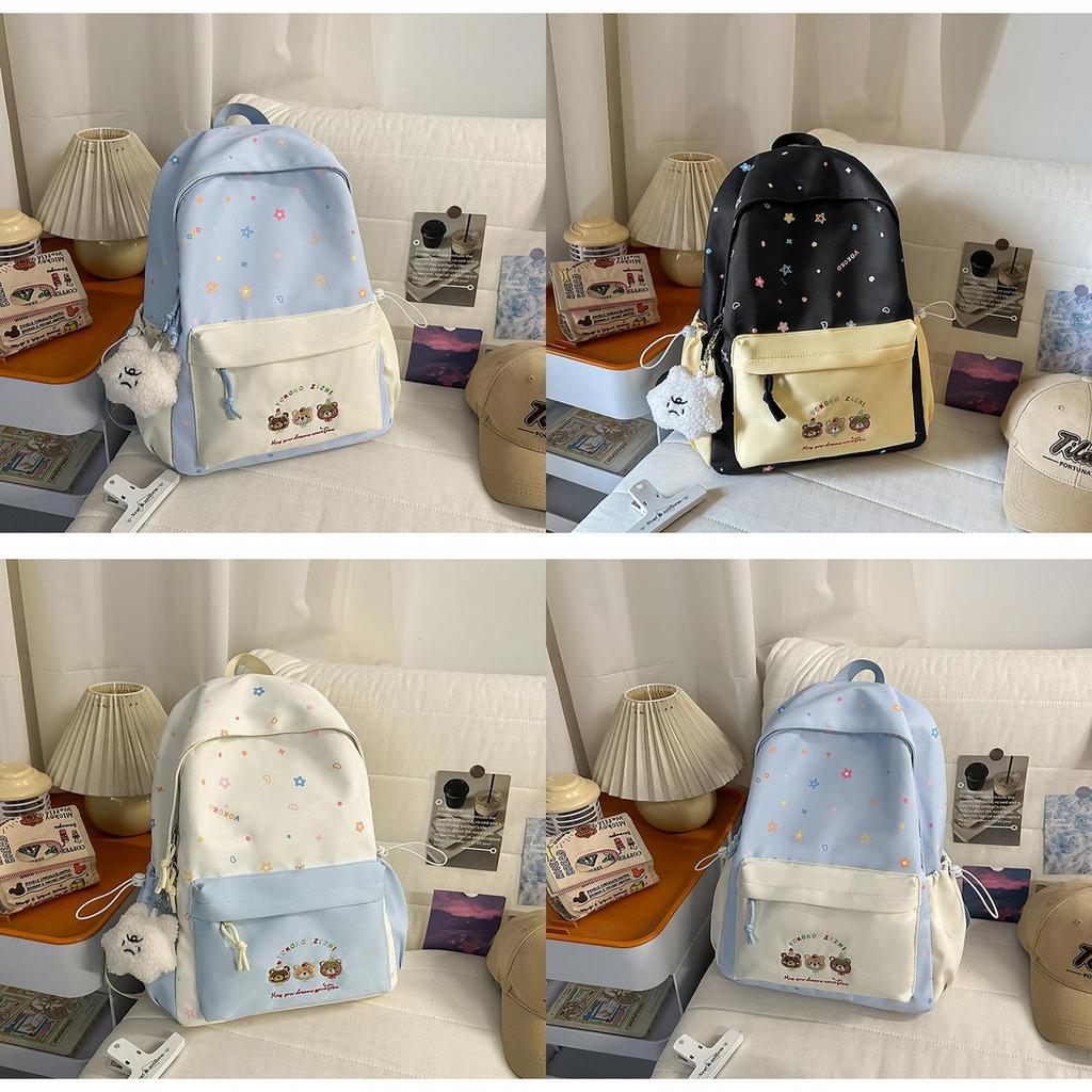 Youthful Star Pattern Shoulder Backpack With Embroidery For School Students