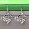 925 Sterling Silver Auspicious Square Ruyi Openwork Earrings - Fashion Gift Jewelry