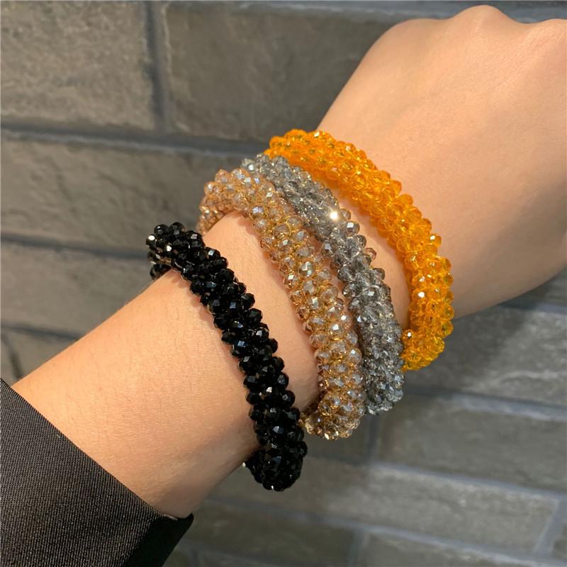 Korean Dongdaemun Crystal Beaded Hair Tie & Bracelet Duo