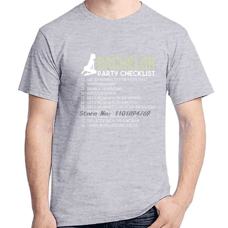 Bachelor Party Checklistthe Funny Graphic T Shirts Summer New Shirts And Tshirts Cotton Short Sleeve T Shirt Unisexs Print T Shirt