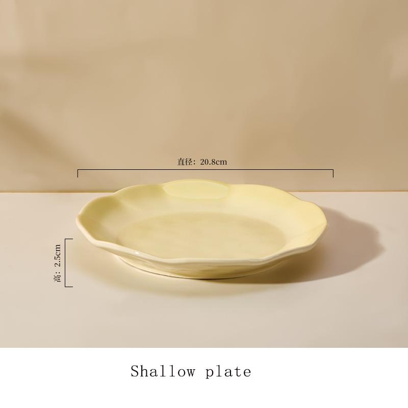 Household Ceramic Plate 8 Inch New Cream Wind Gradient Children Adults Dishes Round Underglazed Colour Deepen Dining Tableware