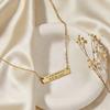 Custom Name Bar Necklace Engraved Message Necklace Gold Color Coordinates Engraved Bar Wedding Necklace Valentine's Day Gift