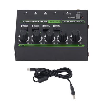 4-Kanal Stereo Line Mixer 6,35mm Schnittstelle Superrauscharm Unabhängige Lautstärkeregelung Soundmixer