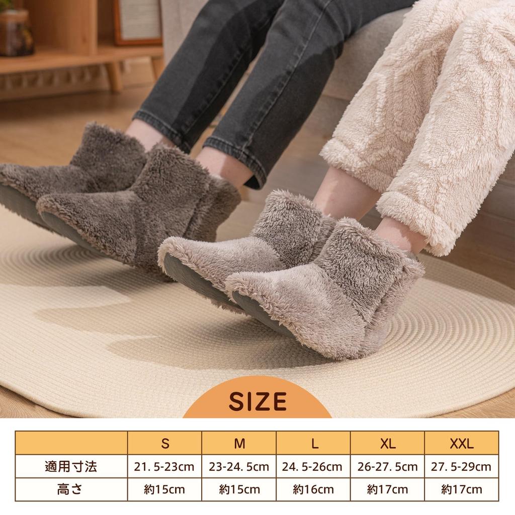 Kumori Room Room Warm Fluffy Winter Indoor Warm Shoes Size Shoes, Moisture-Wicking, Heat-Generating Boots, Slippers, Non-Slip, Boa, Warmth,