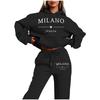 MILANO Plus Size Trendy Fleece Sweatshirt Set with Letter Print for Women