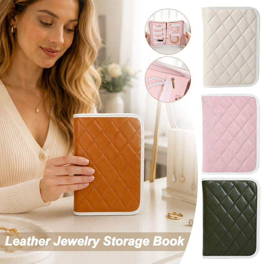 PU Leather Jewelry Packaging Box Zipper Closure Jewelry Organizer Case Home Storage