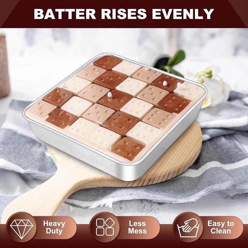 Square Cake Pan, 304 Stainless Steel Baking Pan for Lasagna Brownies, Bakeware for Oven Cooking, Bread Pie Mold