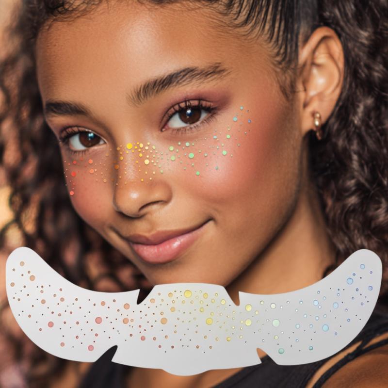 1 Sheet Glitter Freckles Holographic Stickers Waterproof Heart Freckle Temporary Tattoo Stickers Face Makeup