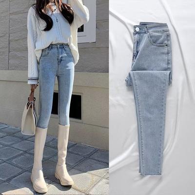 Early Autumn New Light Blue Jeans Women's Thin Women's Clothing Versatile Tight Pants